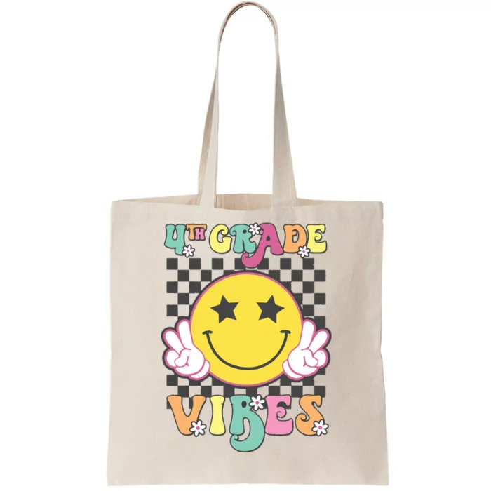 Girl 4th Grade Vibes Smile Face Back To School Fourth Grade Tote Bag