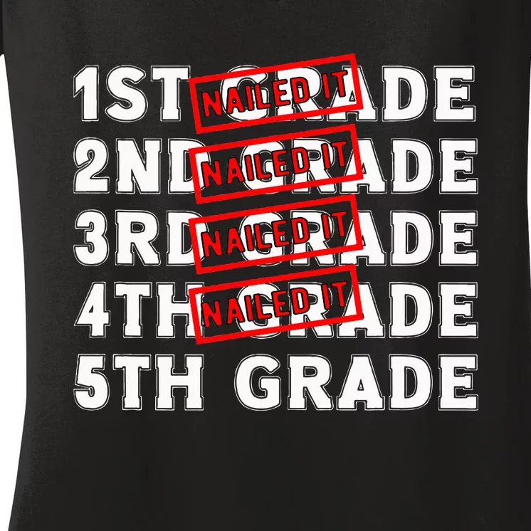 Goodbye 4th Grade Graduation Last Day School Hello 5th Grade Women's V-Neck T-Shirt