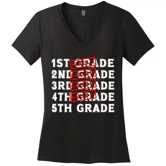 Goodbye 4th Grade Graduation Last Day School Hello 5th Grade Women's V-Neck T-Shirt