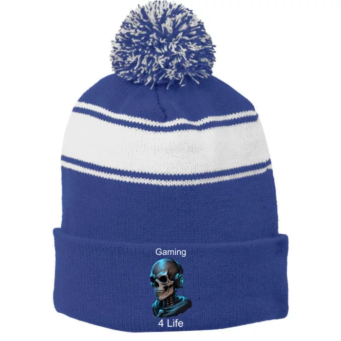 Gaming 4 Life Gamer Life Cute Gift Stripe Pom Pom Beanie