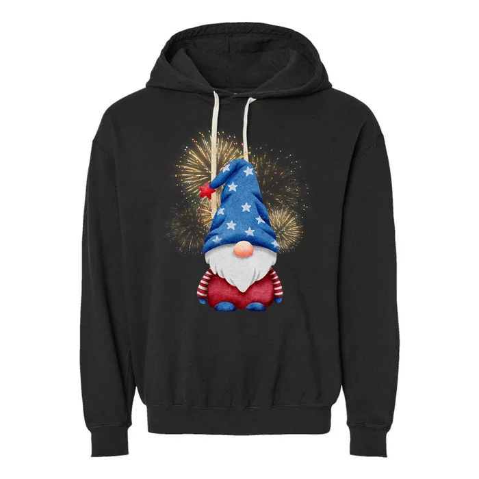 Gnome 4th Of July Firework Garment-Dyed Fleece Hoodie