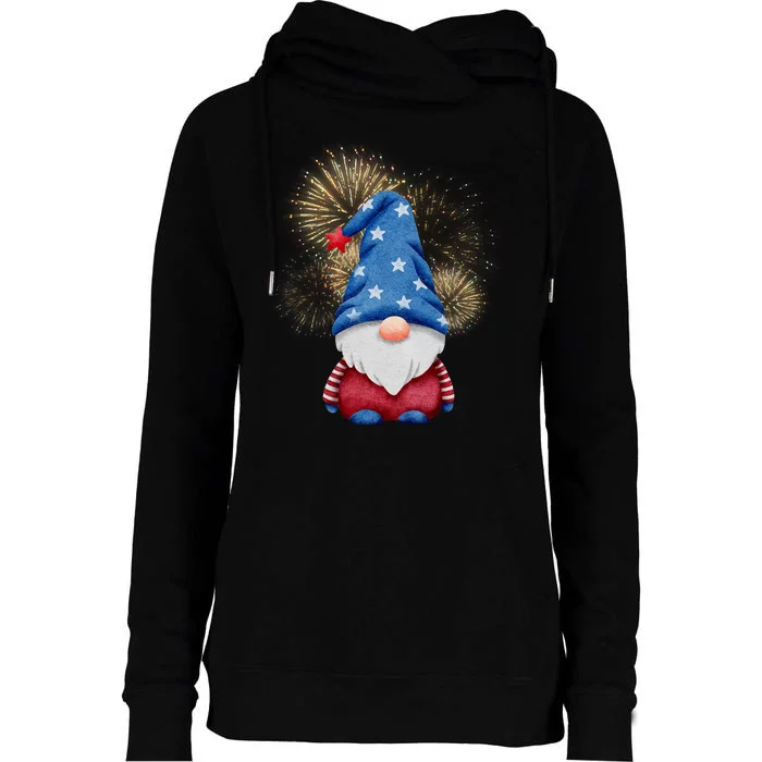 Gnome 4th Of July Firework Womens Funnel Neck Pullover Hood