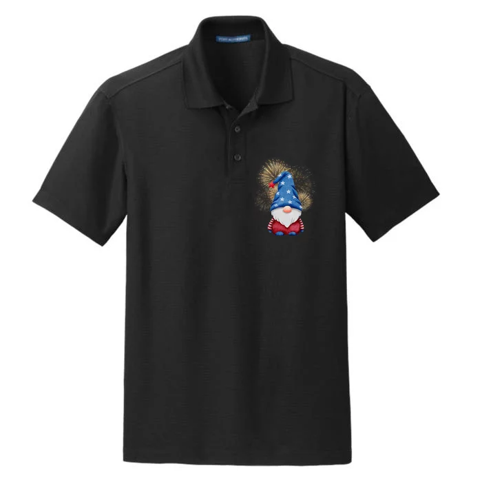 Gnome 4th Of July Firework Dry Zone Grid Performance Polo