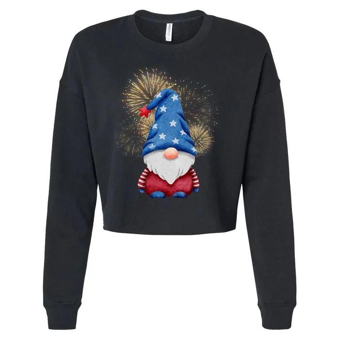 Gnome 4th Of July Firework Cropped Pullover Crew