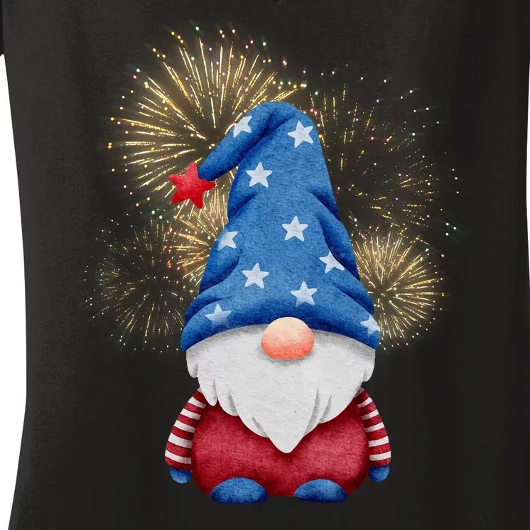 Gnome 4th Of July Firework Women's V-Neck T-Shirt