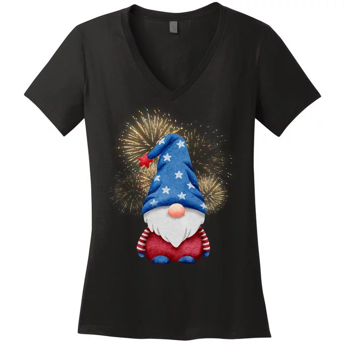 Gnome 4th Of July Firework Women's V-Neck T-Shirt