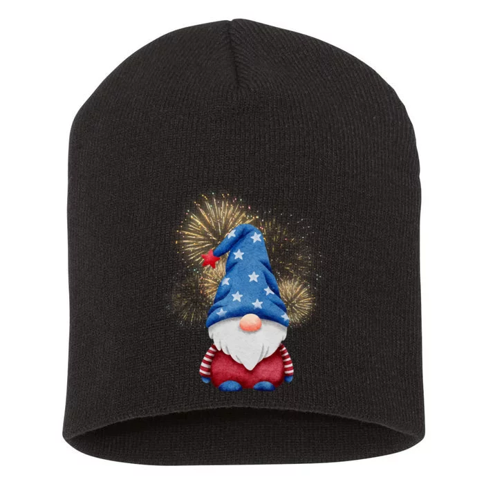 Gnome 4th Of July Firework Short Acrylic Beanie