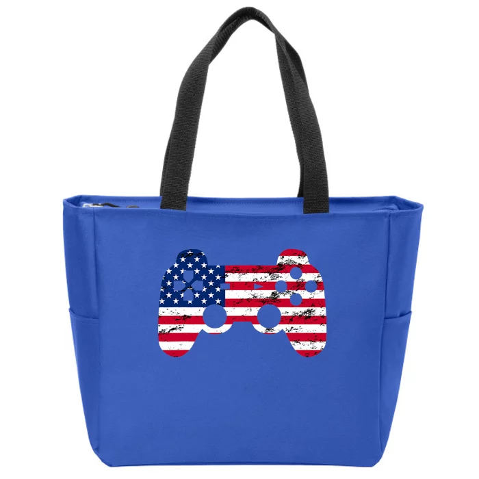 Gamer 4th Of July American Flag Video Game Teens Meaningful Gift Zip Tote Bag