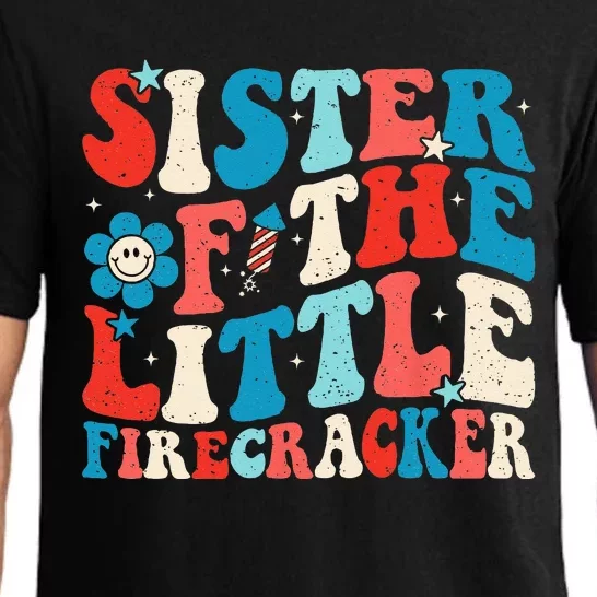 Groovy 4th of July Birthday Sister Of The Little Firecracker Pajama Set