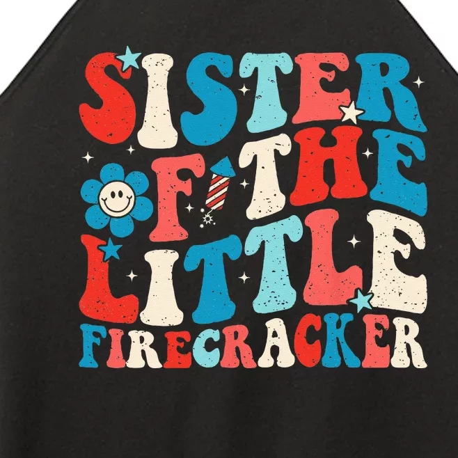 Groovy 4th of July Birthday Sister Of The Little Firecracker Women’s Perfect Tri Rocker Tank