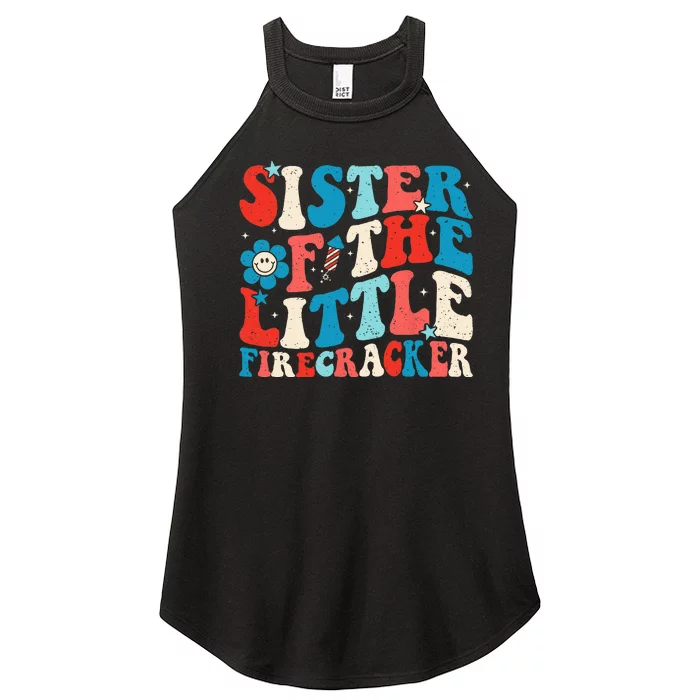 Groovy 4th of July Birthday Sister Of The Little Firecracker Women’s Perfect Tri Rocker Tank