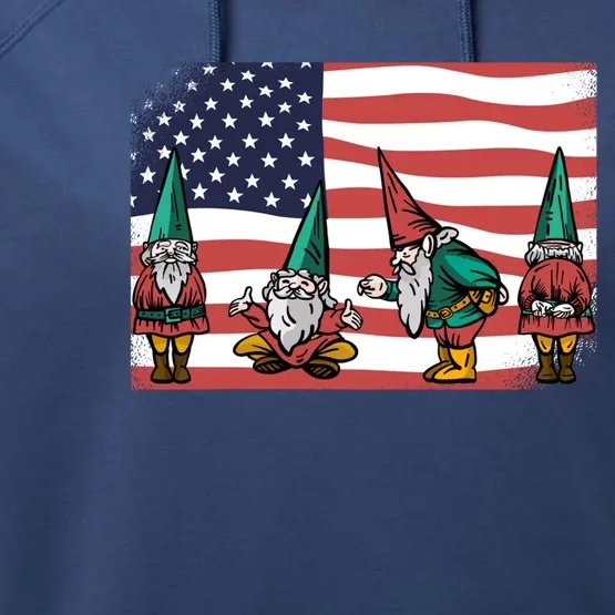 Gnomes 4th Of July Patrioticic American Flag Gift Performance Fleece Hoodie