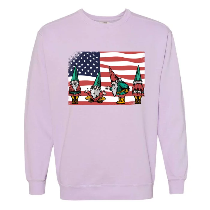 Gnomes 4th Of July Patrioticic American Flag Gift Garment-Dyed Sweatshirt