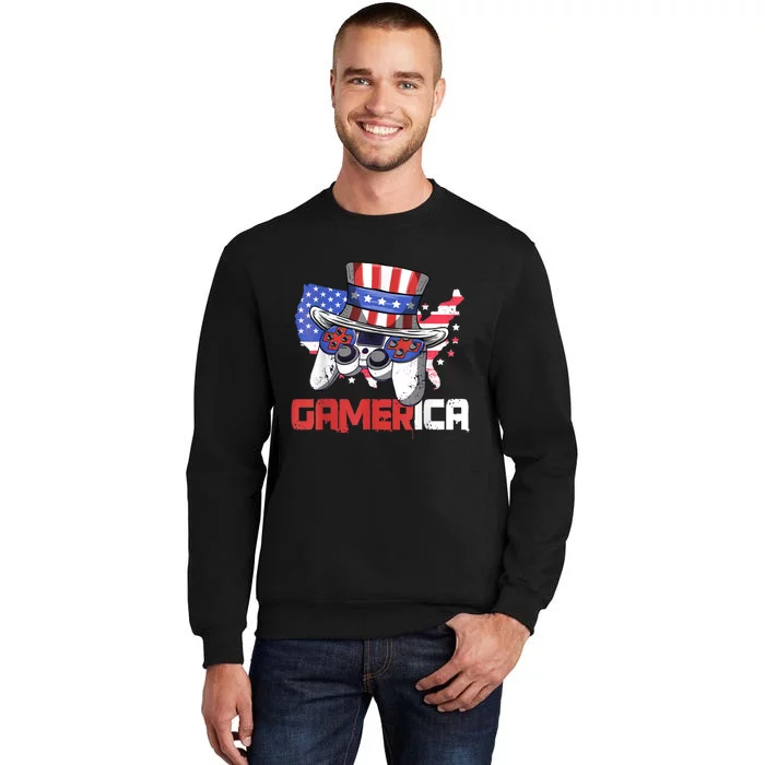 Gamer 4th Of July Boy Men Controller USA Flag Sweatshirt