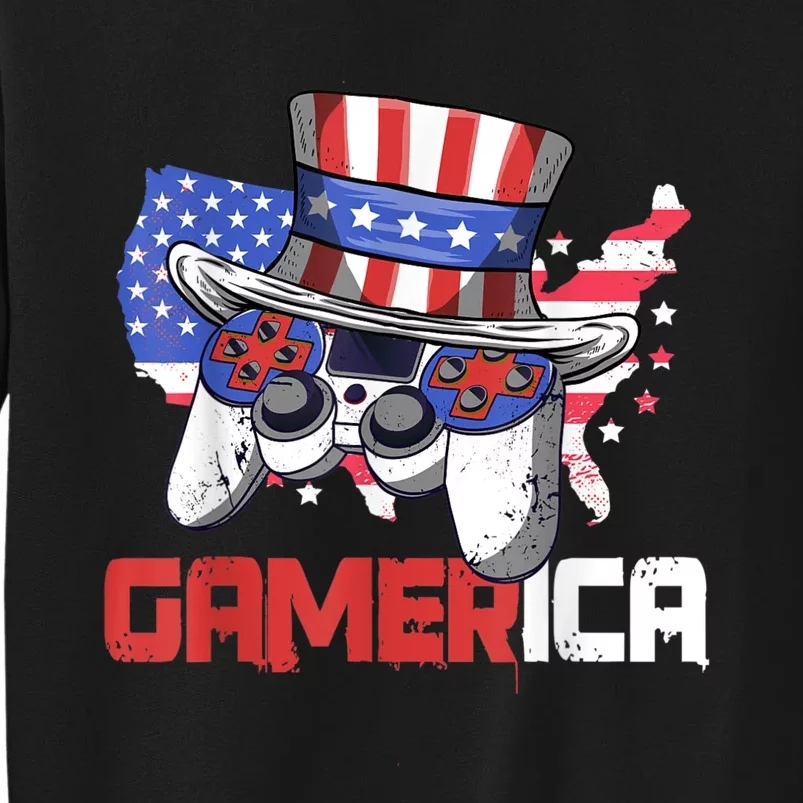 Gamer 4th Of July Boy Men Controller USA Flag Sweatshirt