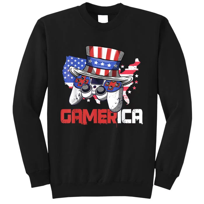 Gamer 4th Of July Boy Men Controller USA Flag Sweatshirt