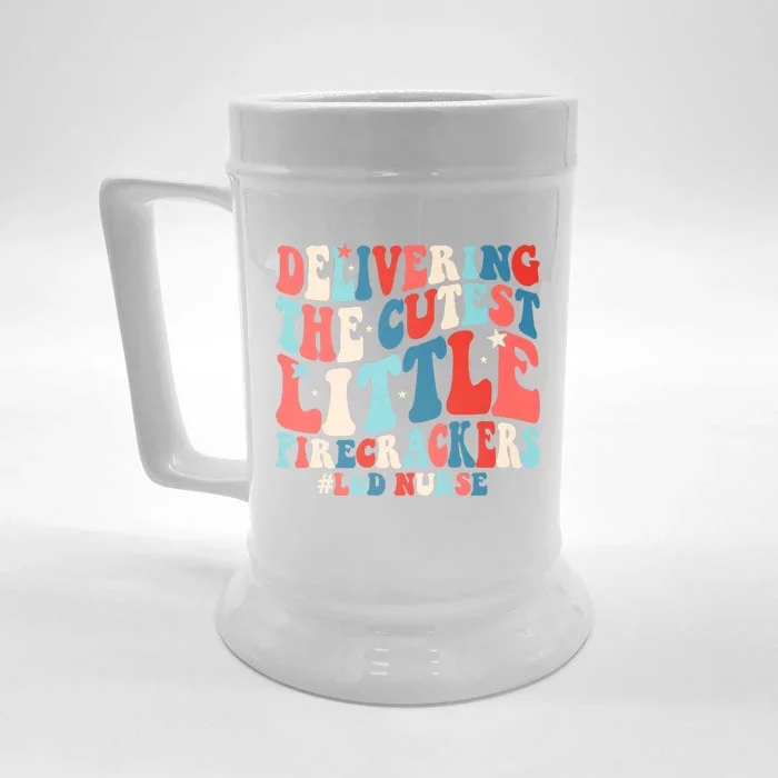 Groovy 4th Of July Labor And Delivery Nurse Patriotic Nurse Premium Front & Back Beer Stein