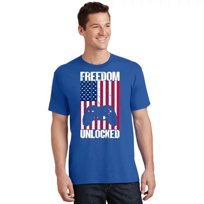 Gamer 4th Of July Freedom Unlocked Video Games Gift T-Shirt