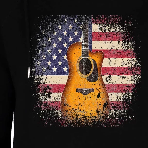 Guitar 4th Of July Gift American Flag USA Country Music Womens Funnel Neck Pullover Hood