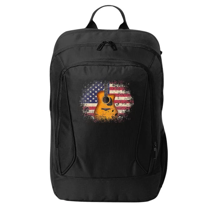 Guitar 4th Of July Gift American Flag USA Country Music City Backpack