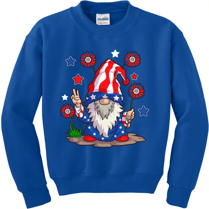 Gnomes 4Th Of July Gnome Lover American Flag Cute Gift Kids Sweatshirt