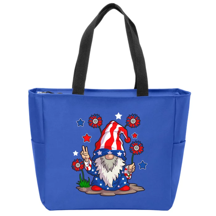 Gnomes 4Th Of July Gnome Lover American Flag Cute Gift Zip Tote Bag