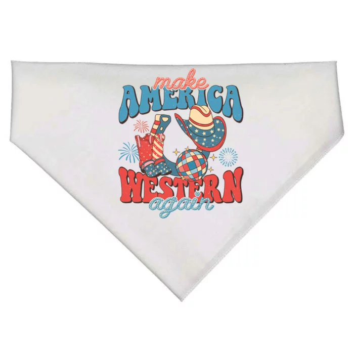 Groovy 4th Of July Make America Western Again Gift USA-Made Doggie Bandana