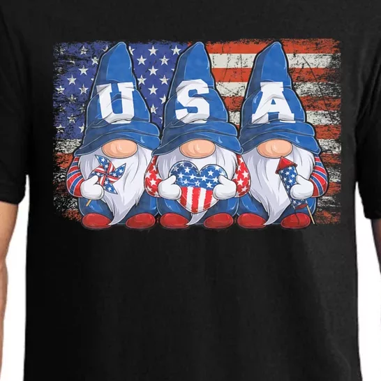 Gnomes 4th Of July Patriotic Gnome Usa Flag Independence Day Pajama Set