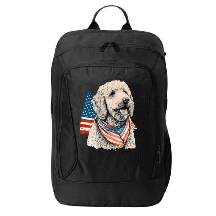 Goldendoodle 4th Of July Patriotic Golden Doodle Dog City Backpack