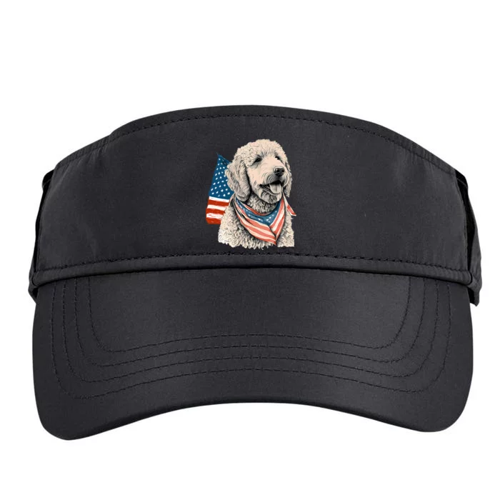 Goldendoodle 4th Of July Patriotic Golden Doodle Dog Adult Drive Performance Visor