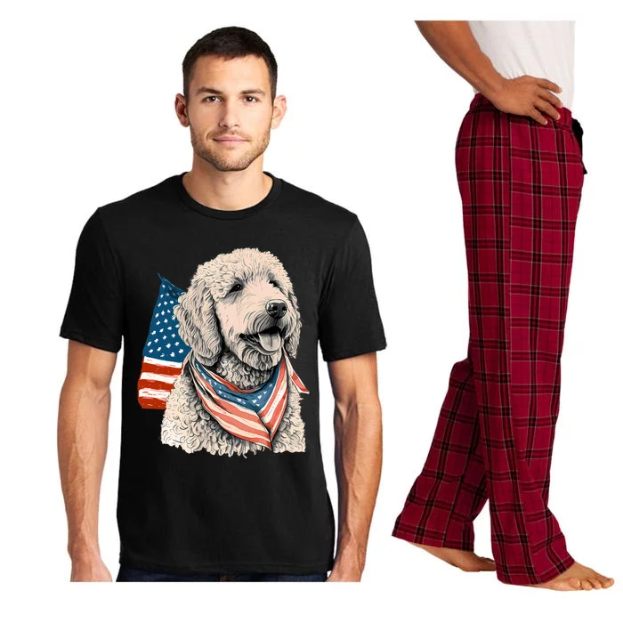 Goldendoodle 4th Of July Patriotic Golden Doodle Dog Pajama Set