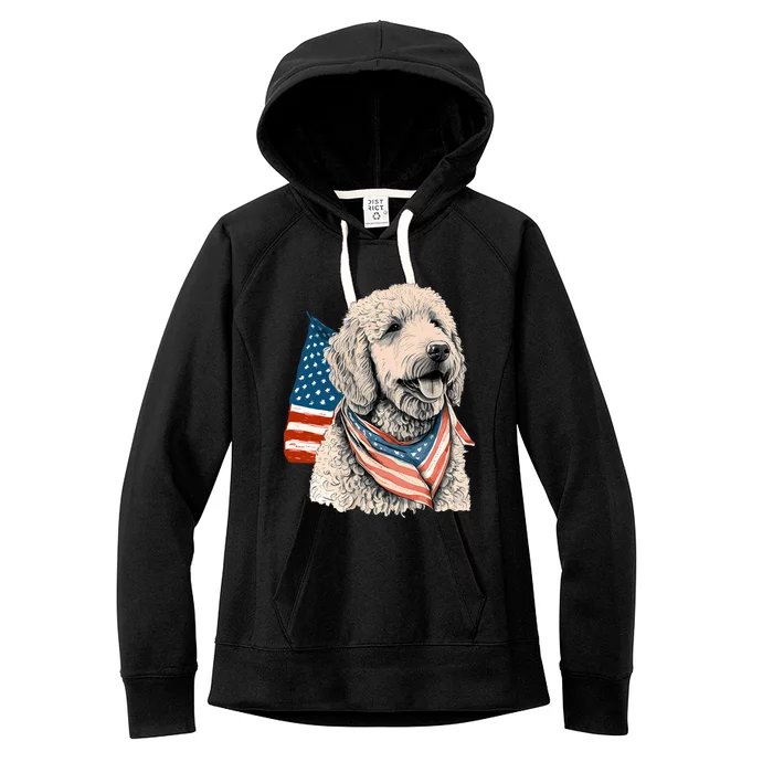 Goldendoodle 4th Of July Patriotic Golden Doodle Dog Women's Fleece Hoodie