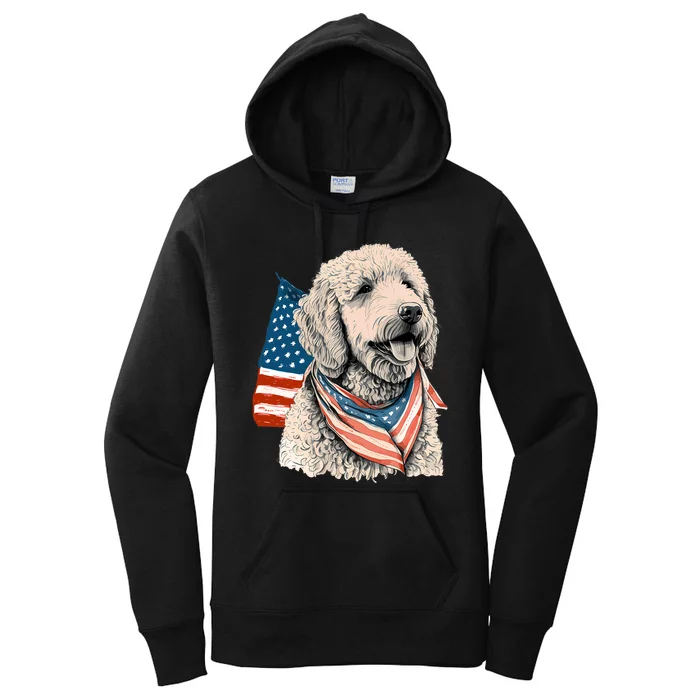 Goldendoodle 4th Of July Patriotic Golden Doodle Dog Women's Pullover Hoodie