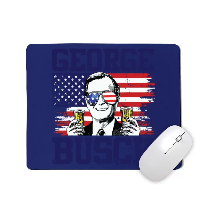 George 43rd President Drinking Beer Party Usa Flag July 4th Mousepad