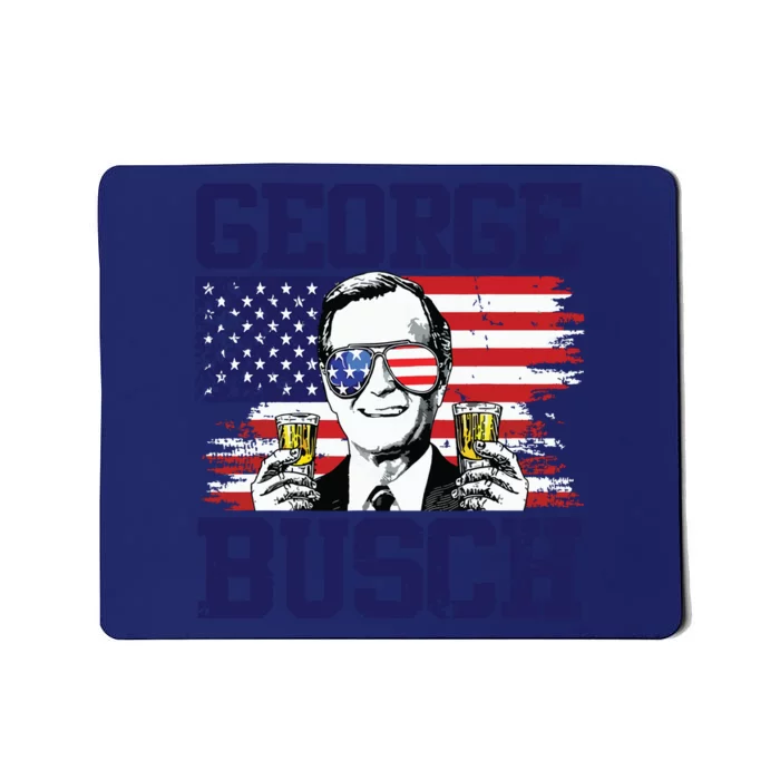 George 43rd President Drinking Beer Party Usa Flag July 4th Mousepad