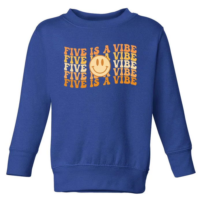 Groovy 5th Bday Five Is A Vibe Birthday Party Decoration Toddler Sweatshirt