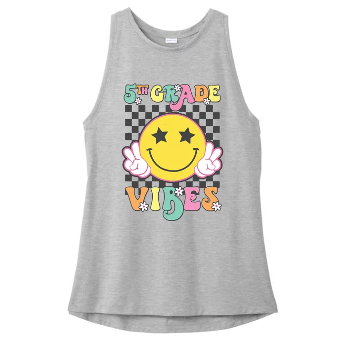 Girl 5th Grade Vibes Smile Face Back To School Fifth Grade Ladies Tri-Blend Wicking Tank