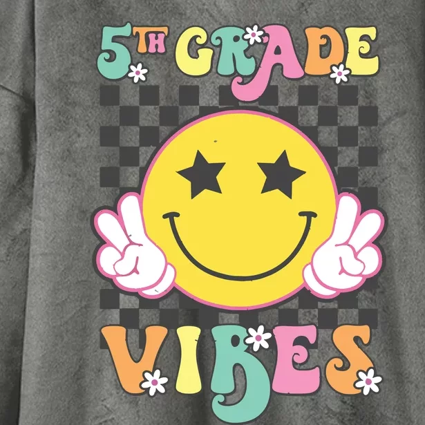 Girl 5th Grade Vibes Smile Face Back To School Fifth Grade Hooded Wearable Blanket