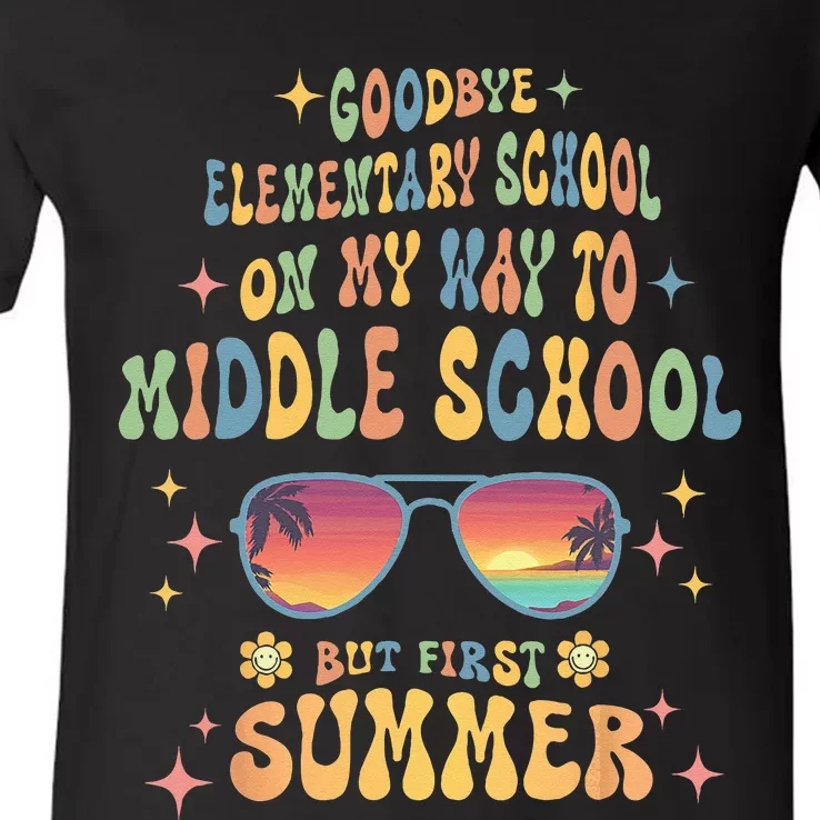 Goodbye 5th Grade Graduation To 6th Grade Hello Summer V-Neck T-Shirt