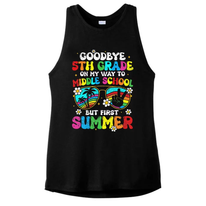 Goodbye 5th Grade Graduation To Middle School Hello Summer Ladies Tri-Blend Wicking Tank