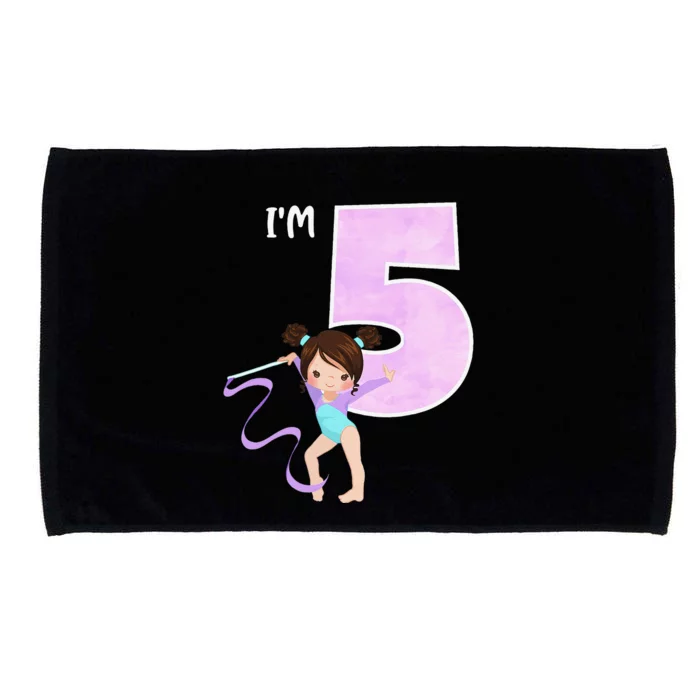 Girl's 5 Year Old Gymnast 5th Birthday Party Gymnastics Microfiber Hand Towel