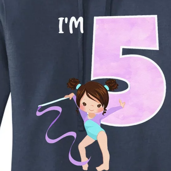 Girl's 5 Year Old Gymnast 5th Birthday Party Gymnastics Women's Pullover Hoodie