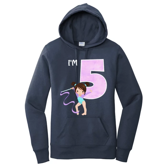 Girl's 5 Year Old Gymnast 5th Birthday Party Gymnastics Women's Pullover Hoodie