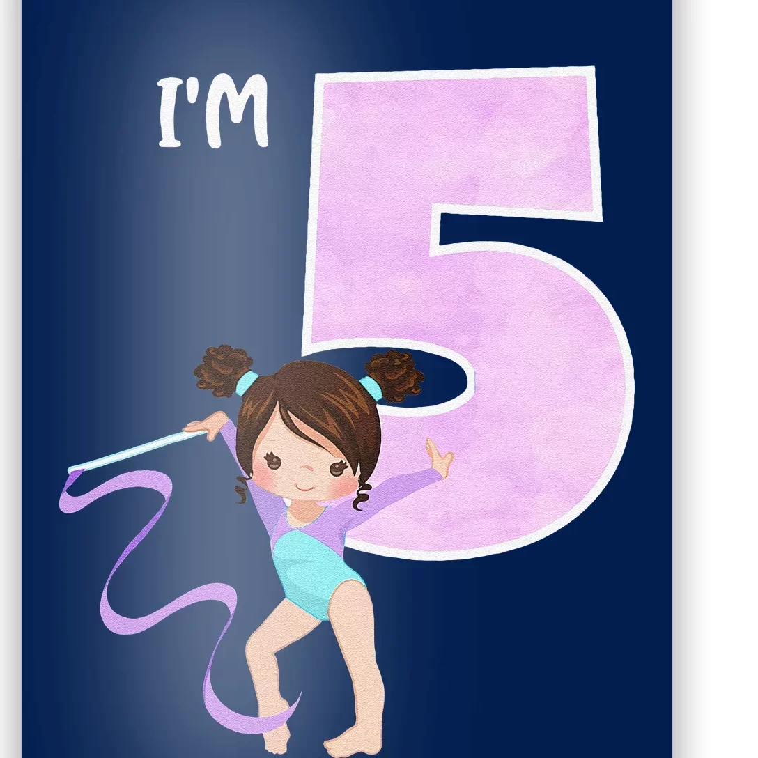 Girl's 5 Year Old Gymnast 5th Birthday Party Gymnastics Poster