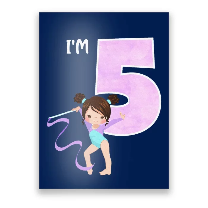 Girl's 5 Year Old Gymnast 5th Birthday Party Gymnastics Poster