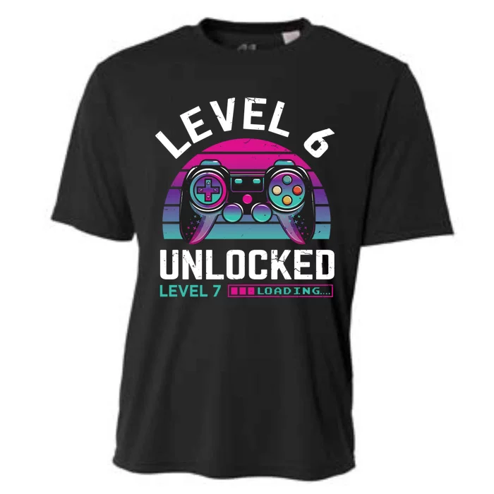 Gamer 6th Birthday Level 6 Unlocked Vintage Loading Meaningful Gift Cooling Performance Crew T-Shirt