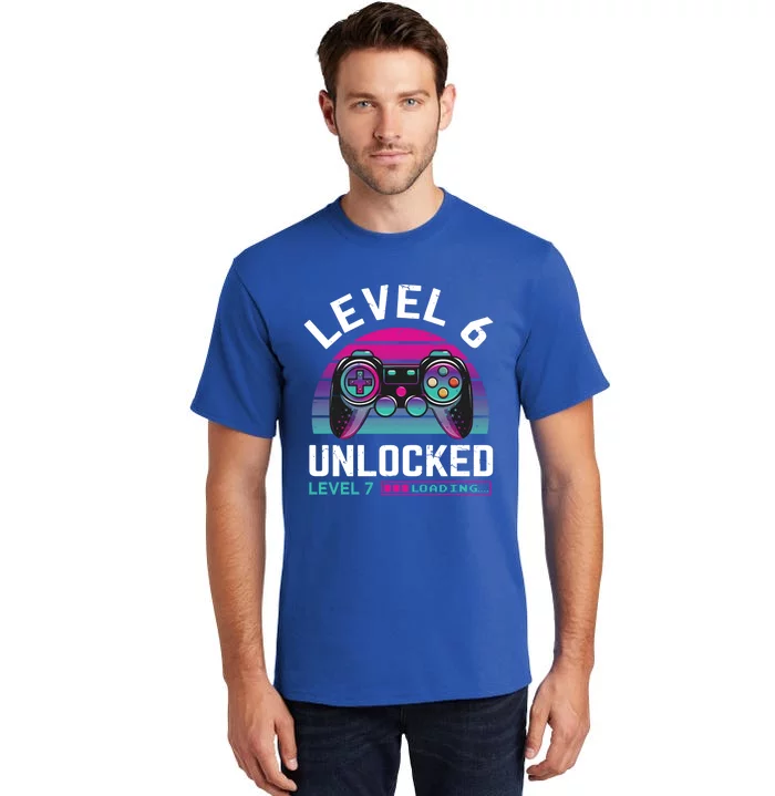 Gamer 6th Birthday Level 6 Unlocked Vintage Loading Meaningful Gift Tall T-Shirt