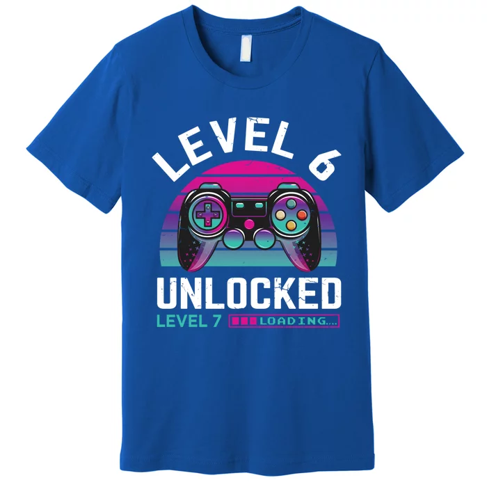 Gamer 6th Birthday Level 6 Unlocked Vintage Loading Meaningful Gift Premium T-Shirt