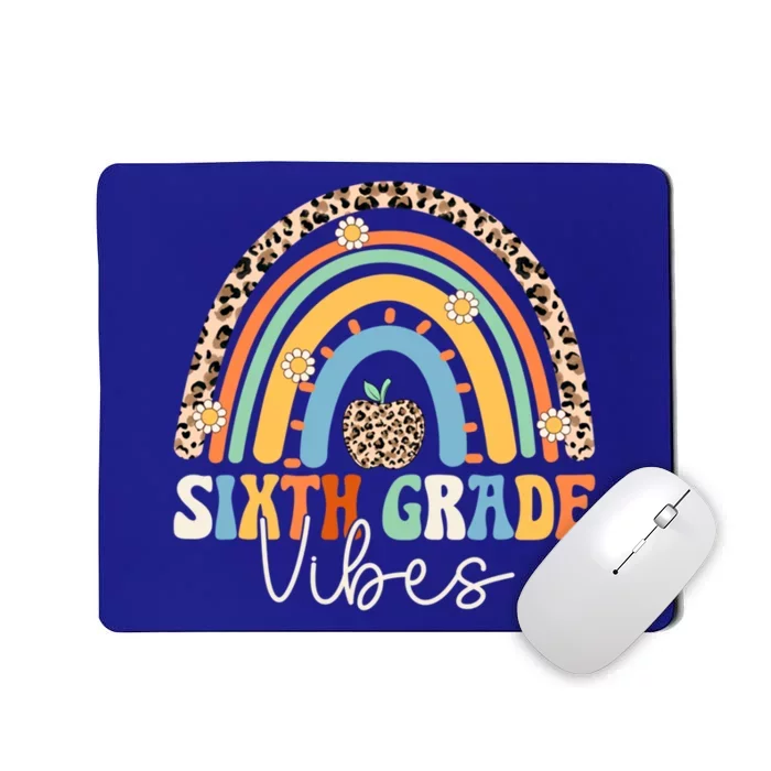 Groovy 6Th Grade Vibes Back To School Rainbow Leopard Print Cool Gift Mousepad