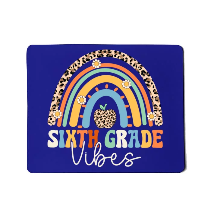 Groovy 6Th Grade Vibes Back To School Rainbow Leopard Print Cool Gift Mousepad